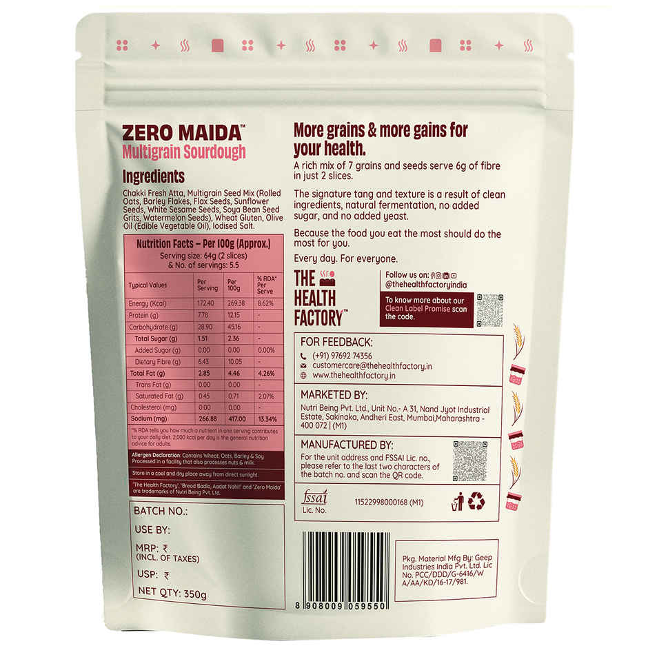 The Health Factory Multigrain Sourdough | Zero Maida | No Added Sugar | No Added Yeast