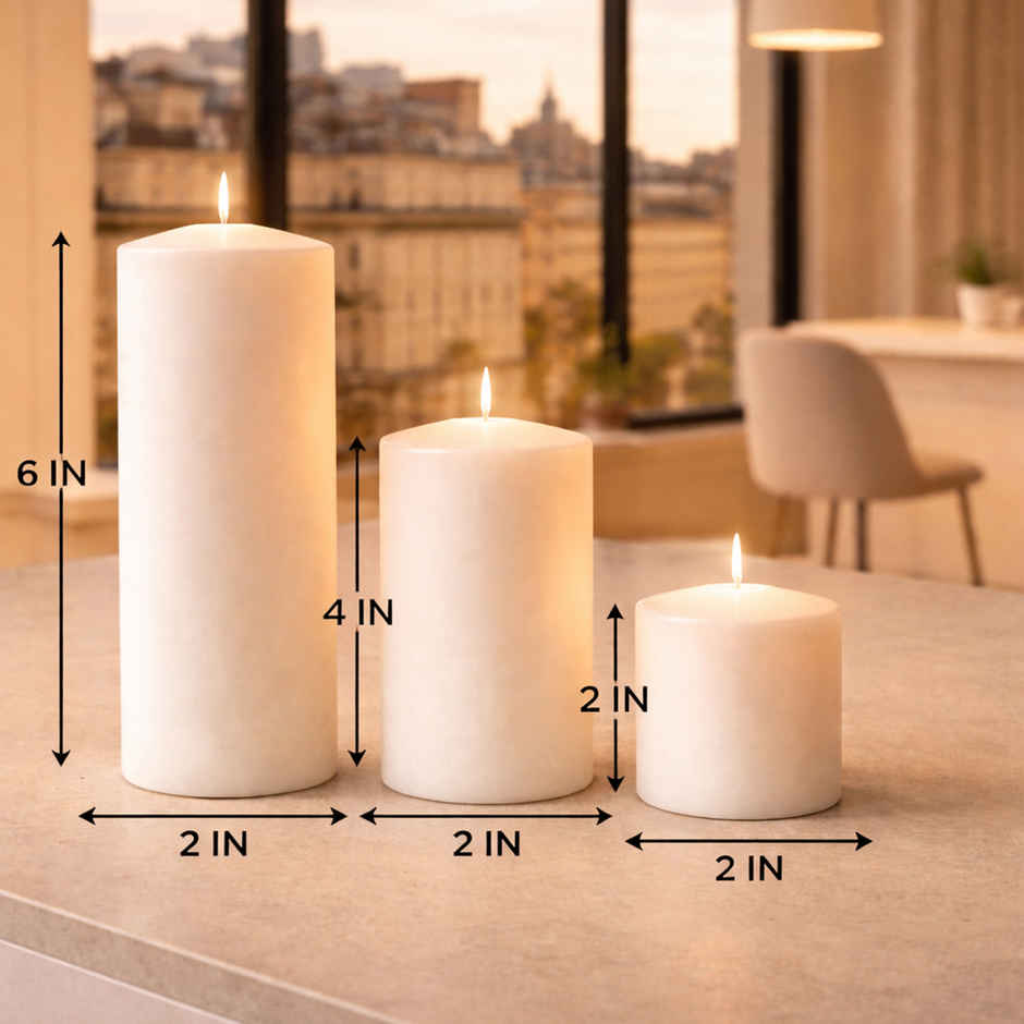 Homesake Pillar Candles Paraffin Soy Wax for Home | White