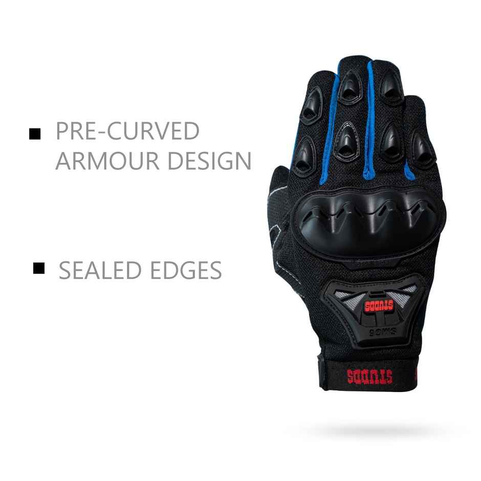 Studds SMG 6 Full Finger Bike Gloves with Touch Screen, Knuckle Protection, Anti-Slip (Blue - S)