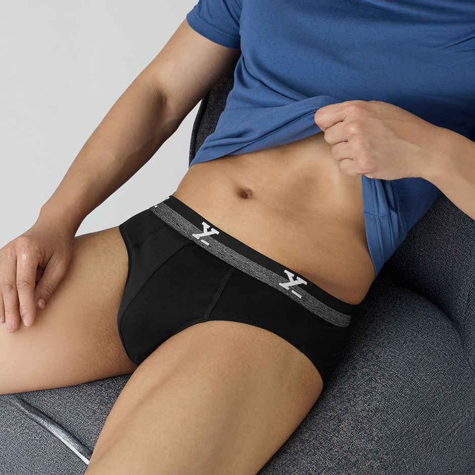 XYXX Men's Cotton Solid Briefs, Pack of 1, Jet Black| M