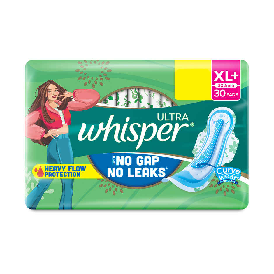 Whisper Ultra Upto No Gap No Leaks Sanitary Pads,  7 XL+ Pads  (Based on P&G Technical Data)