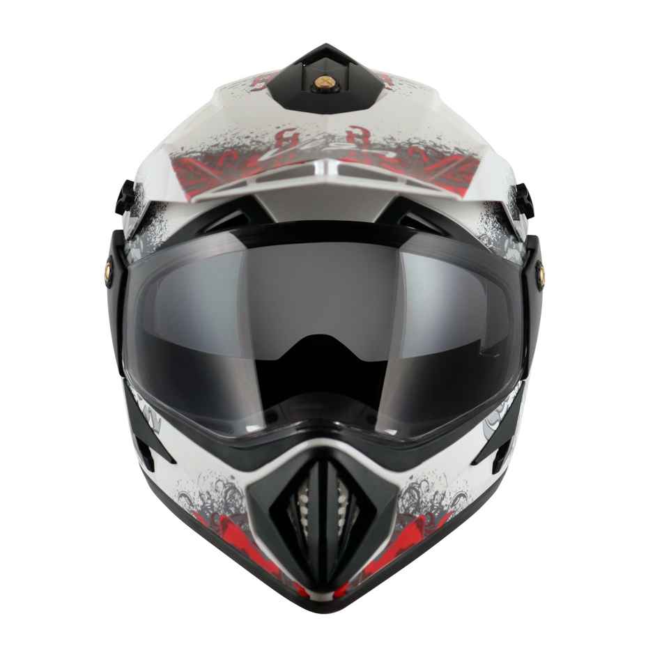 Vega Off Road D/V Gangster Lightweight Full Face Helmet- White Red - L