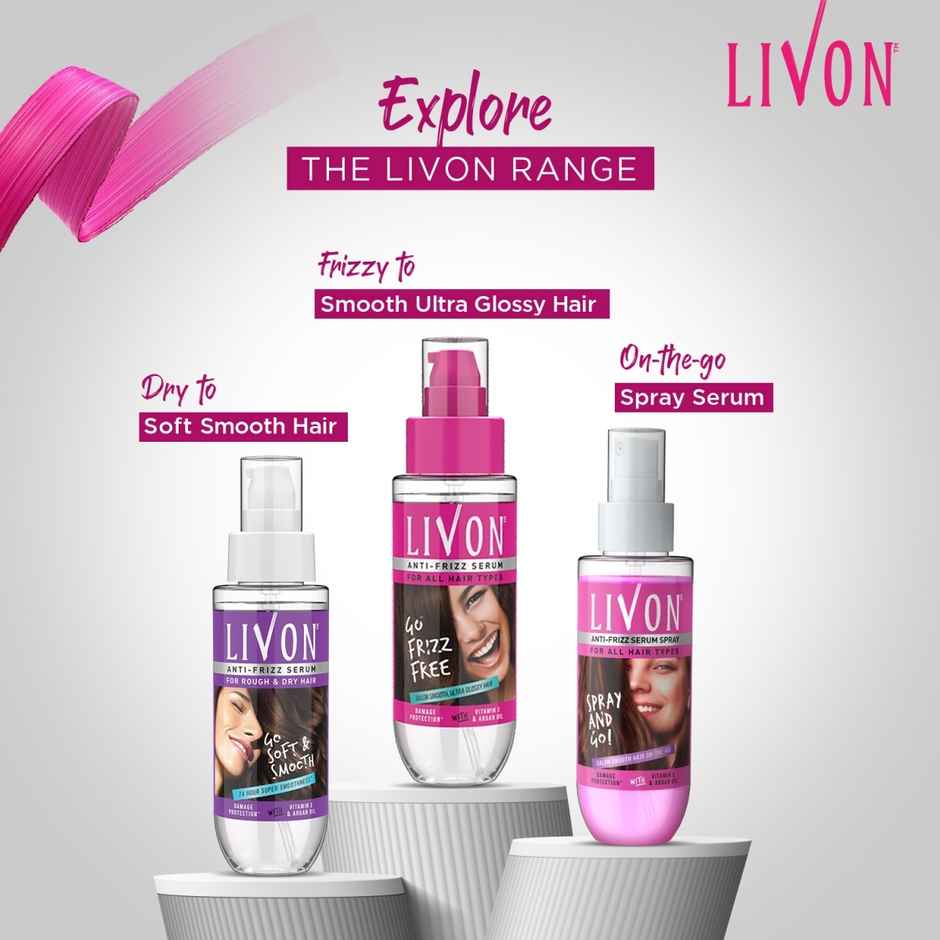Livon Hair Serum, For Dry & Frizzy Hair | Provides shine, smoothness & damage protection