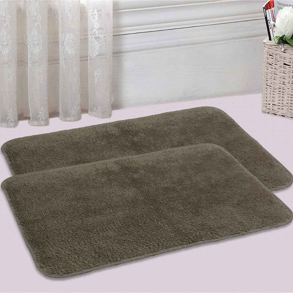 Saral Home Cotton Anti Skid Solid Bathmats | Soft & Super Absorbent Mats | Brown - 40 x 60 cm
