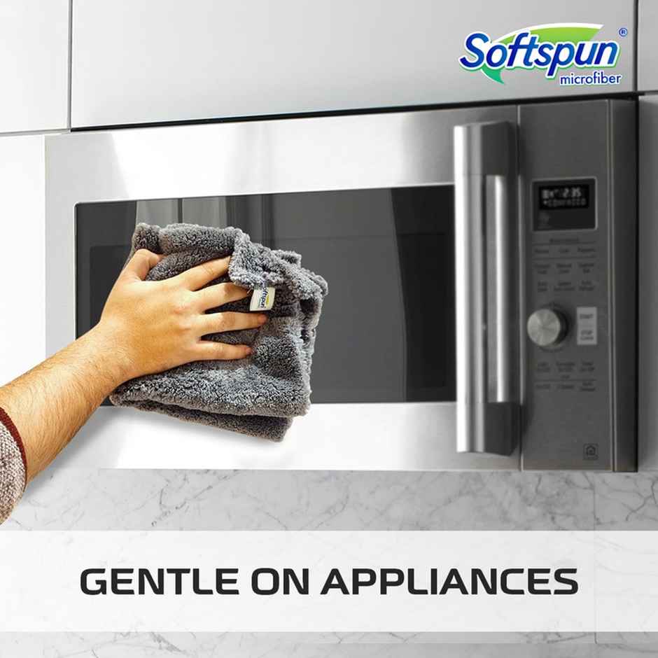 Softspun Microfiber Edgeless Cleaning Cloths (500 GSM, 40x40cm, 4pc, Multicolor/Assorted)