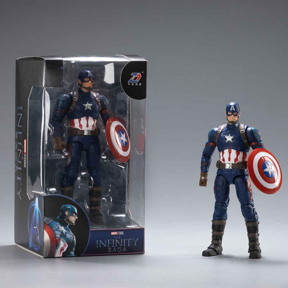 Striders Licensed Marvel Avengers Captain America Action Figure with Display Holder | 7 inch