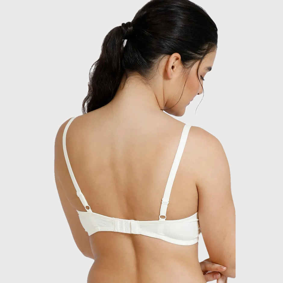 Zivame Women's Padded Non Wired 3/4th Coverage T-shirt Bra | White - 32D