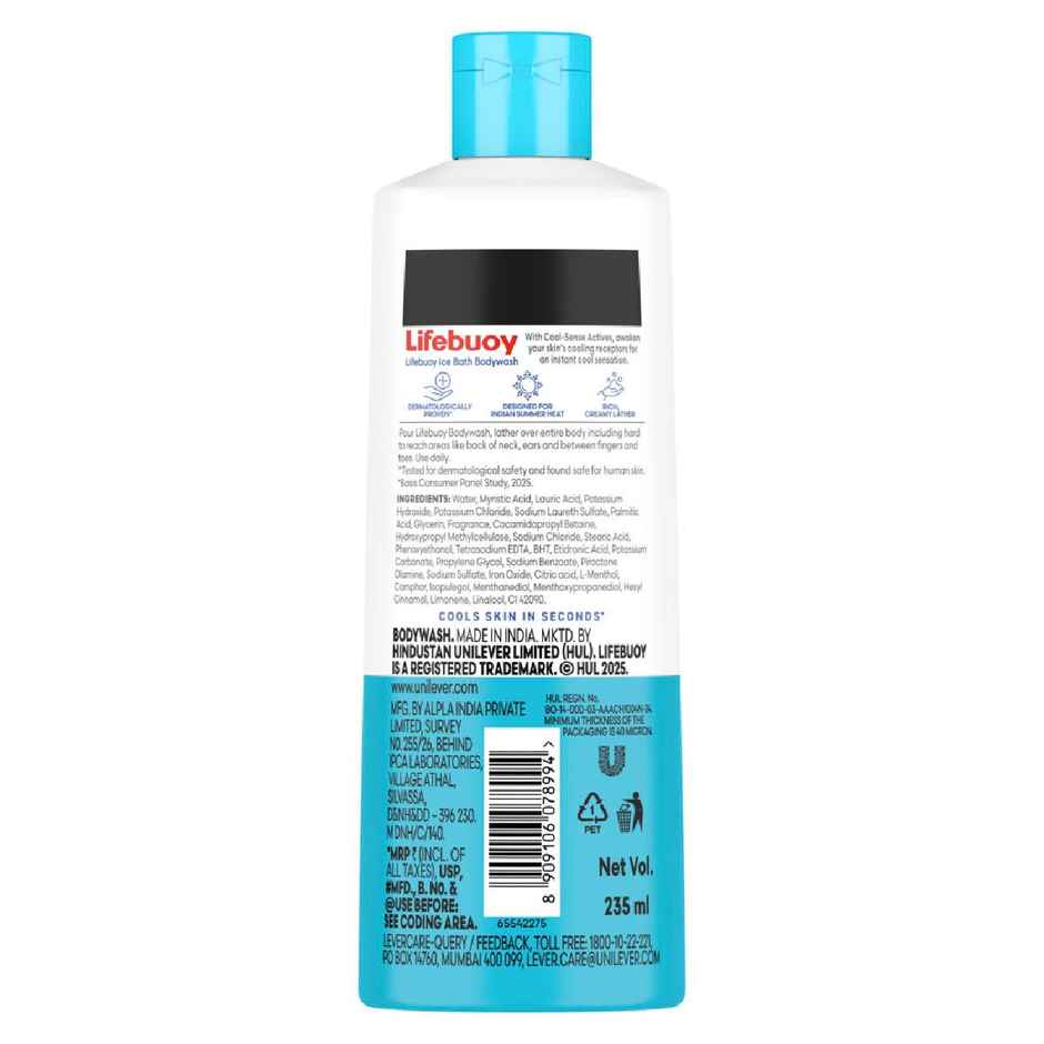 Lifebuoy Ice Bath Bodywash with Menthol and Cool Sense Actives| For Instant Heat Relief | 235ml