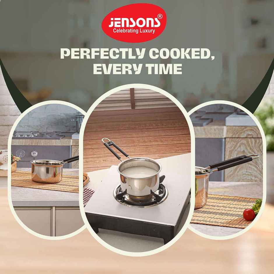 Jensons Stainless Steel Saucepan 14 cm | Milk & Tea Pan | Induction Friendly | Cap-750ml