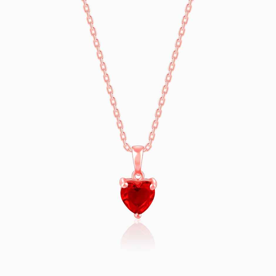 Giva Rose Gold Loving in Red Pendant With Link Chain