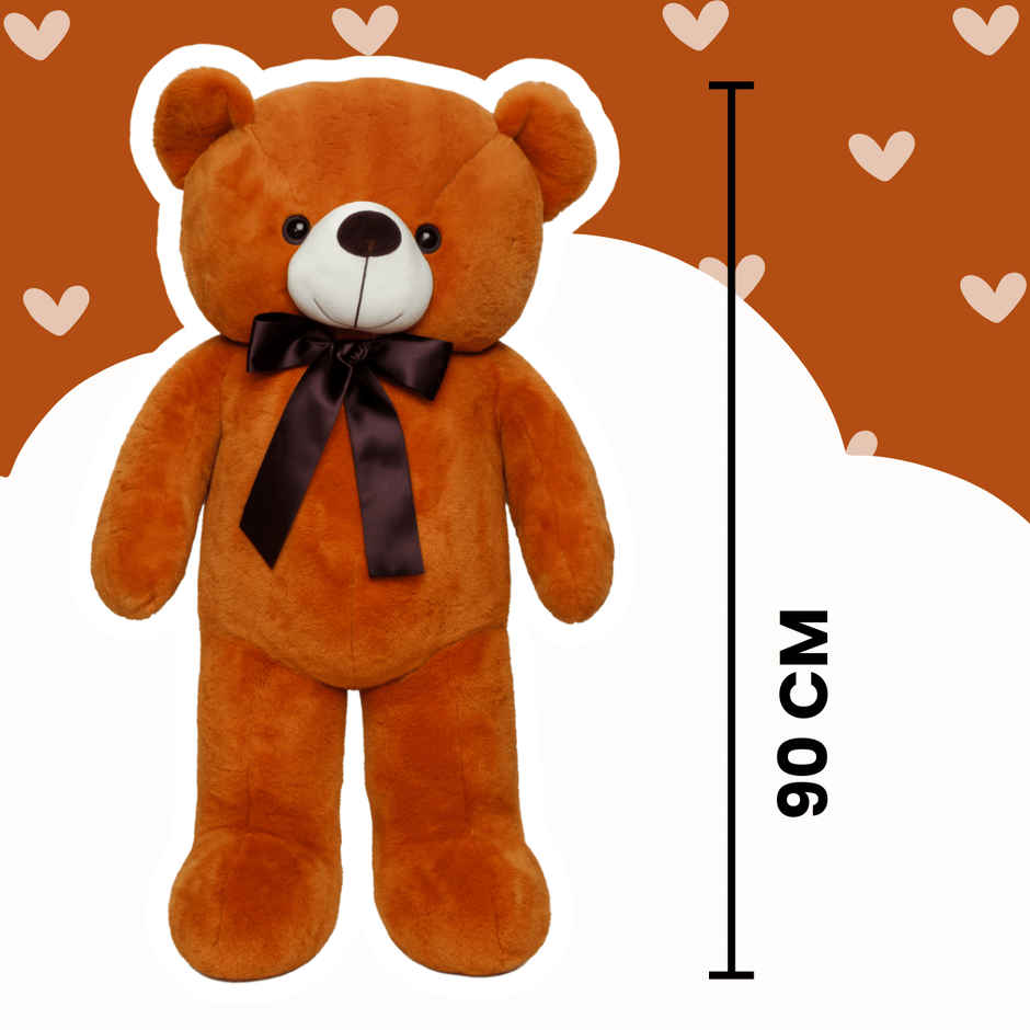 Toytales Wolly Bear Brown 90cm|Teddy Bear | Plush Toy| Animal With Ribbon |Cute Toys For Kids|Animal