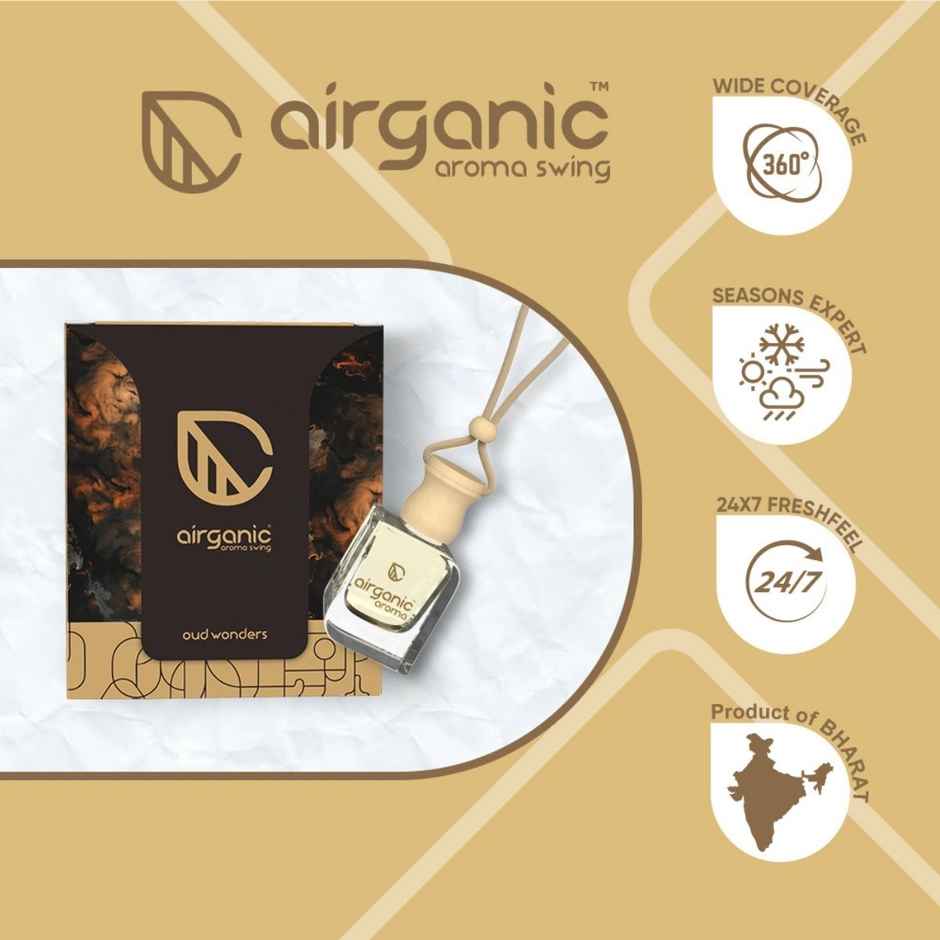 Airganic Swing Combo - Oud Wonder & Lavender | Essential Oils in Glass Bottle with Wooden Lid