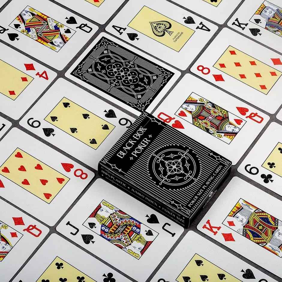 Parksons Cartamundi Black Box Poker Playing Cards | Vanguard - Black And White