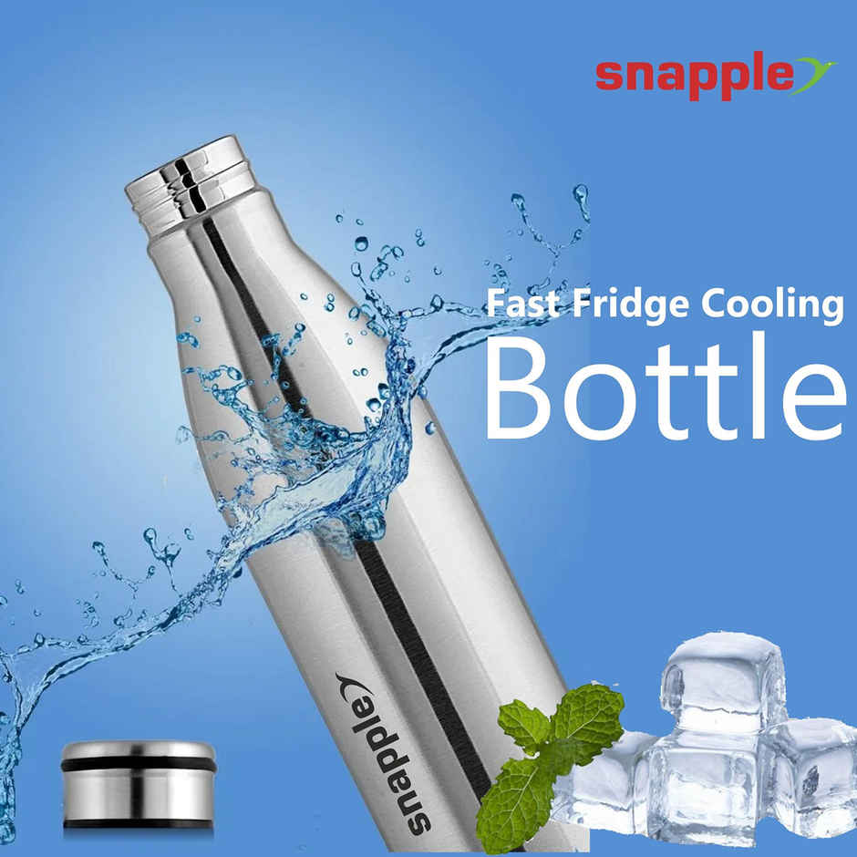 Snapple Stainless Steel Tag Water Bottle Single Wall Fridge Bottle | Silver | 1 L