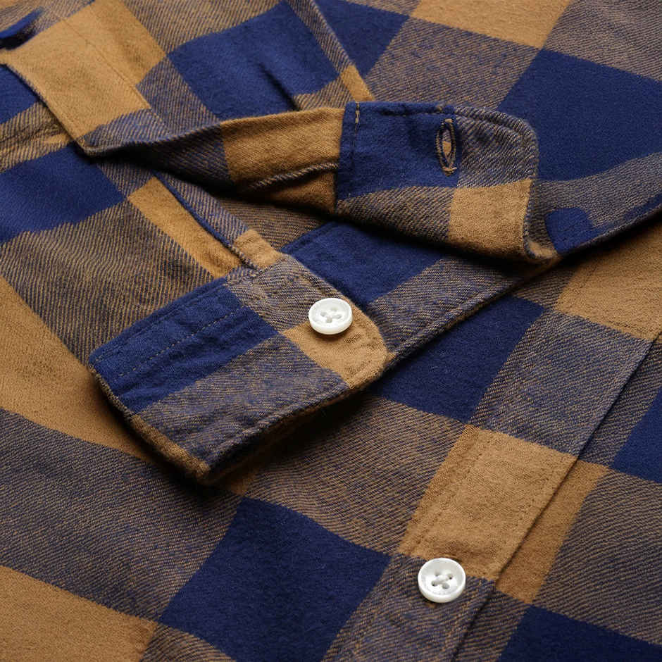 The Bear House Men Slim Fit Checked Shirt - Tonic | Rust and Navy | S