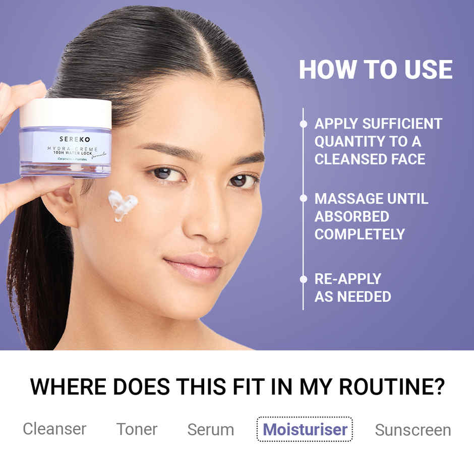 SEREKO HydraCreme 100H Water Lock Formula Ceramides&Peptides Barrier Repair Moisturizer