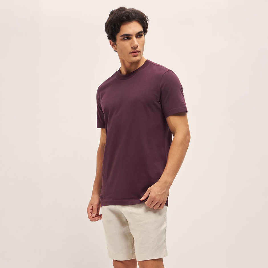 The Bear House Men Relax Fit Solid T-shirt - Subaro | Purple | XL
