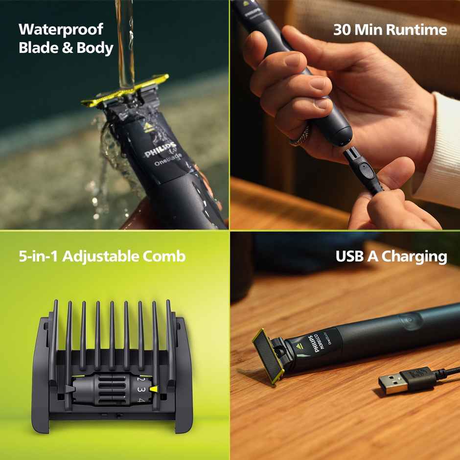Philips OneBlade Hybrid Razor & Trimmer, No Nicks & Cuts, Dual Protection Technology , 2 Trim combs QP1425/10