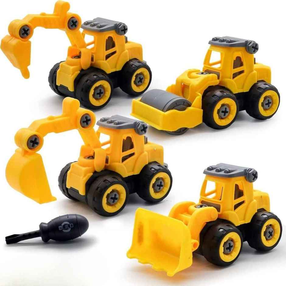 Fablue Construction Vehicles Trucks Toy for Kids - 4 Pcs Truck Cars for Kids