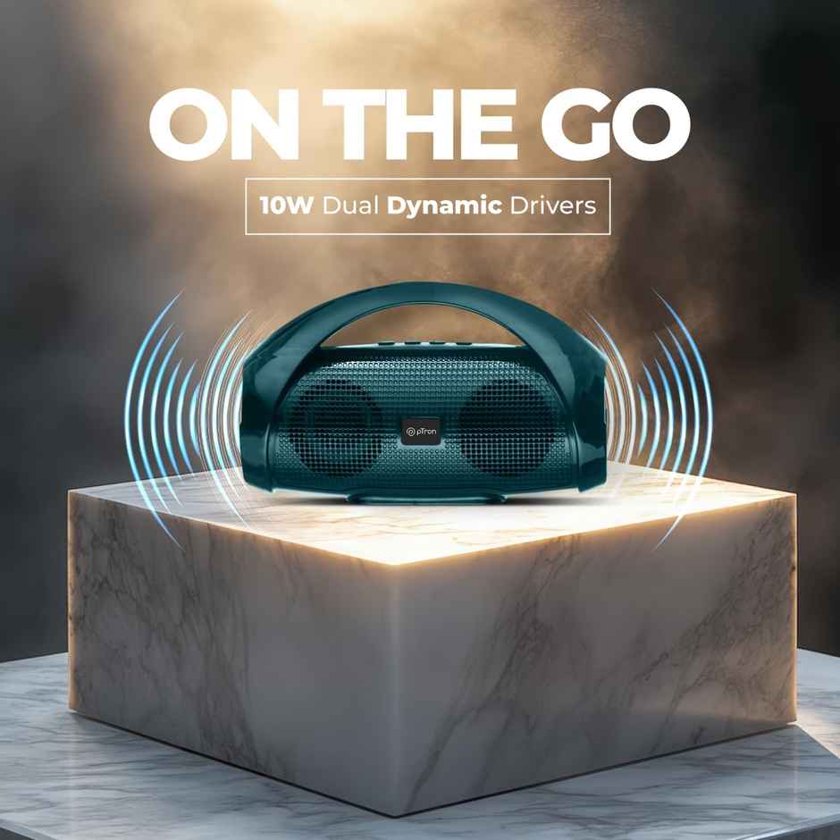 pTron Fusion Go 10W Portable Bluetooth Speaker | 6H Playtime & TWS Pairing - Forest Green