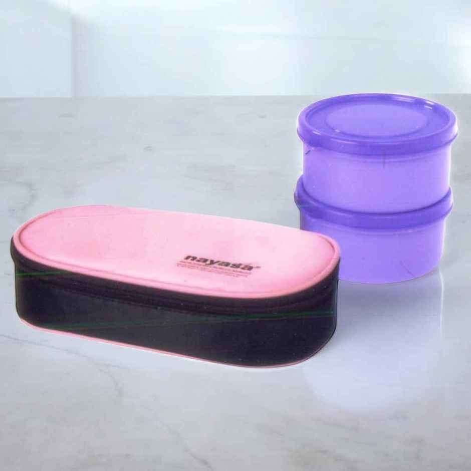 Nayasa Microfresh Crunchy Munchy Plastic Tiffin With Insulated Bag | Assorted Colour