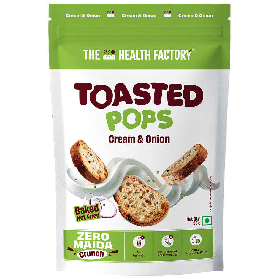 The Health Factory Toasted Snack Pops Cream & Onion | Zero Maida Combo
