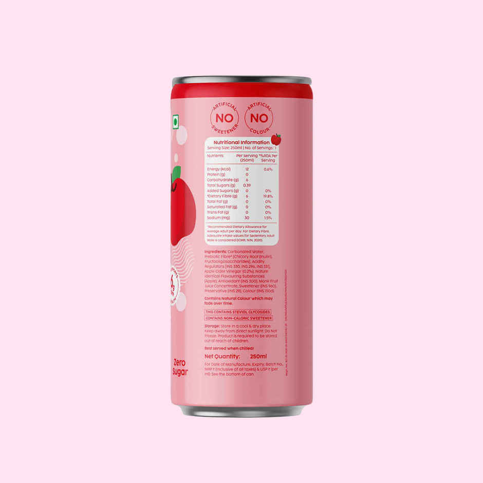 Plix Apple Aura Fizzy Soft Drink Can | Low Calorie & Zero Sugar | Prebiotics With 6g Fibre | Soda