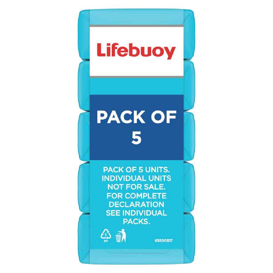 LIFEBUOY Ice Bath Soap Bar, with Menthol, Cool Sense Actives, 125g X 5, for Instant Cooling