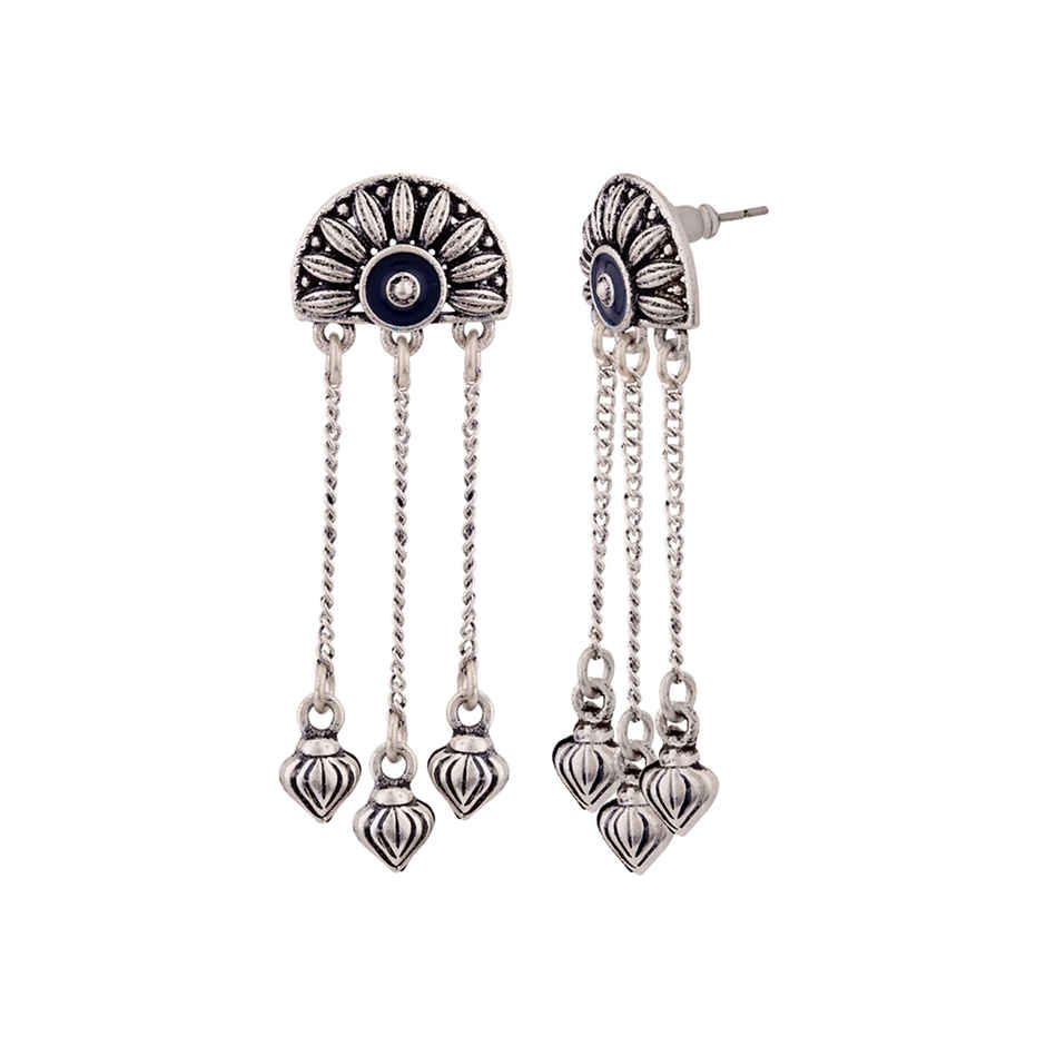 Voylla Mandala Half Moon Tassels Earrings
