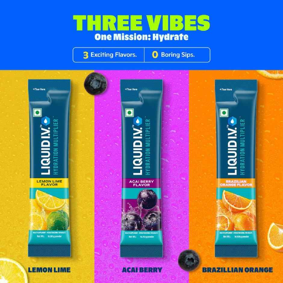 Liquid I.V. Hydration Multiplier - Brazilian Orange|3 Sticks - 1.5 Ltrs|Hydration Drink Mix