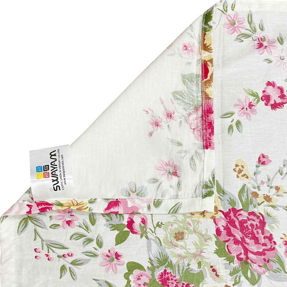 Swayam 250Tc King Fitted Bedsheet Set Pink, Green, White Floral Pure Cotton (Pack Of 3)