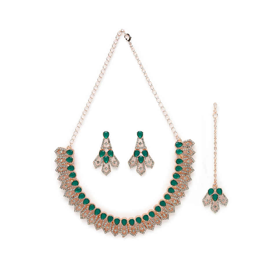 Sukkhi Fierce Gold Plated Green Kundan & Beads Studded Choker Necklace Set