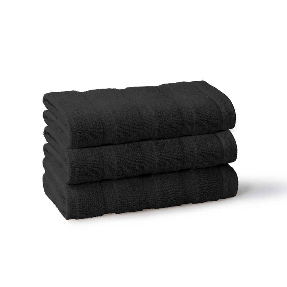Mytrident Quick Dry Cotton Face Towel Set | 13 x 13 in | Black