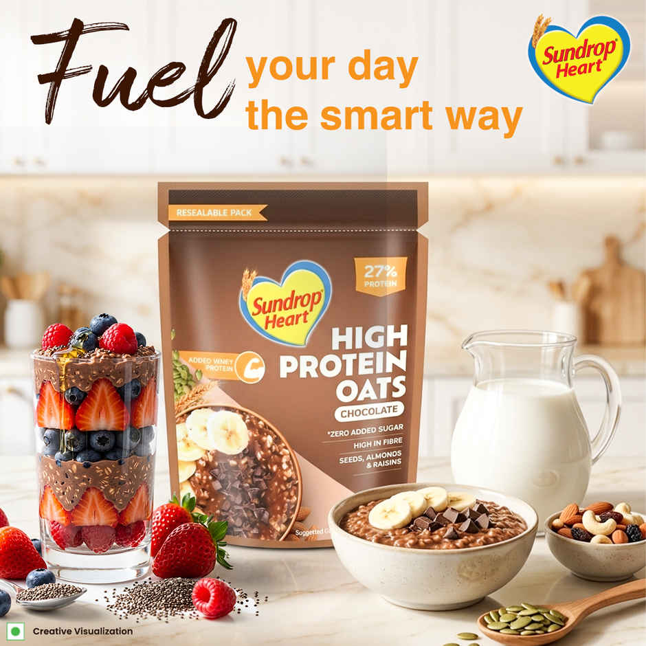 Sundrop Heart High Protein Oats, Zero Sugar Added, Whey Protein Added, Chocolate