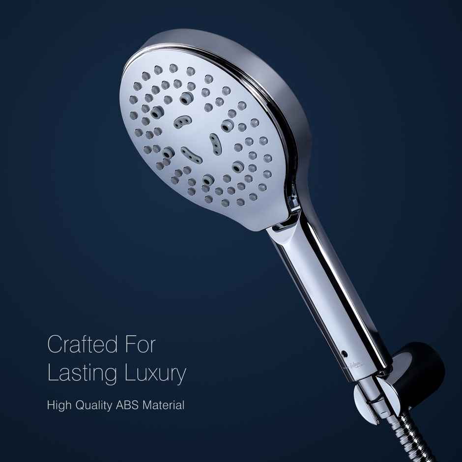 Hindware 6 Mode Hand Shower with 1.5 Meter Flexible Steel Hose Pipe & Wall Hook, Chrome Finish
