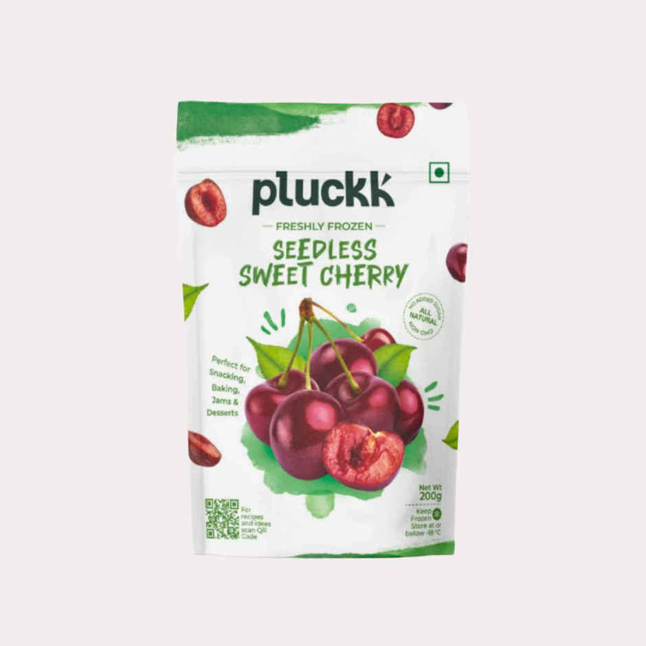 Pluckk Fresh Frozen Seedless Cherry Natural No Added Sugar Non Gmo Antioxidant Potassium Rich Snack