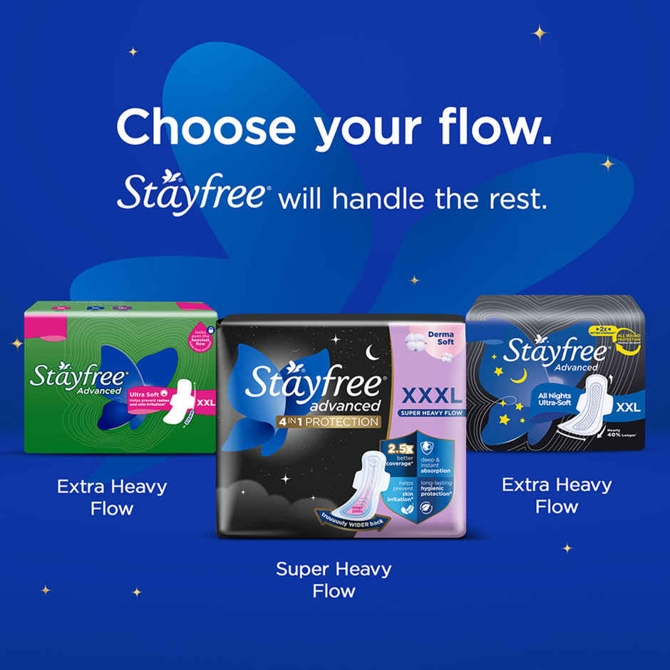 Stayfree Advanced All Nights Sanitary Pads | XXXL