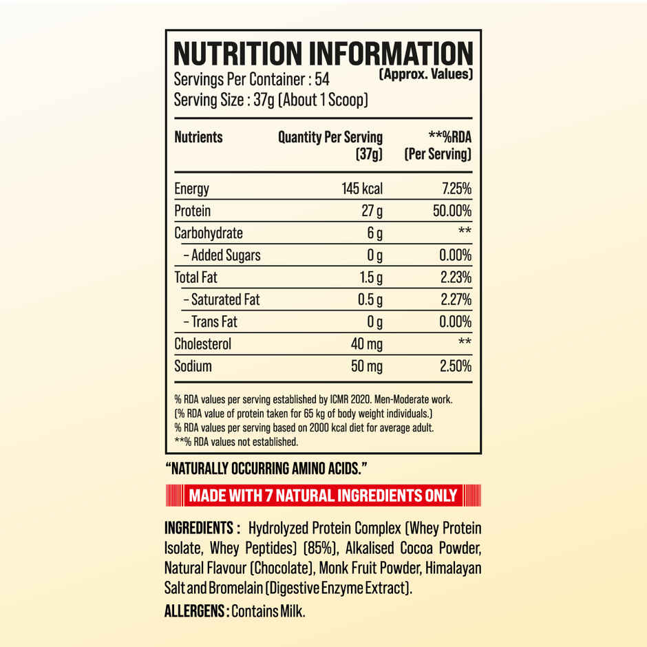 Big Muscles Nutrition Gold Whey Isolate 7 Natural Ingredients Zero Sugar | Dutch Chocolate