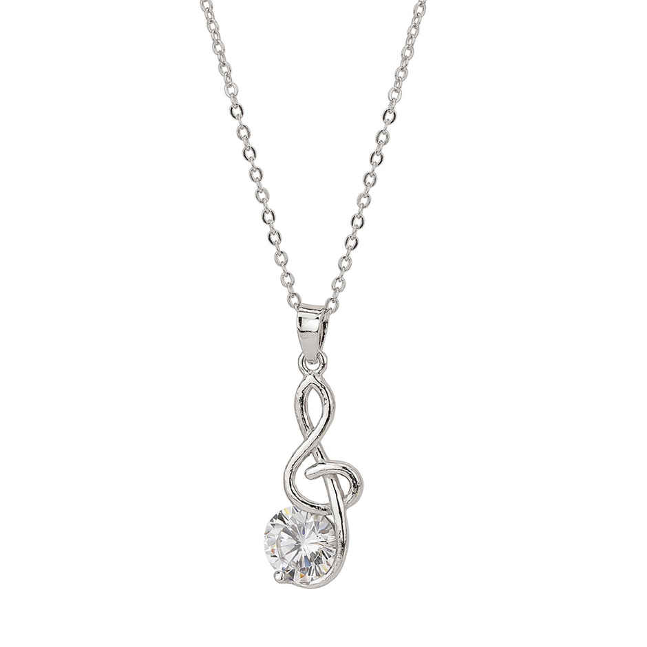 Carlton London Rhodium Plated with CZ Infinity Pendant with Chain | FJN1539