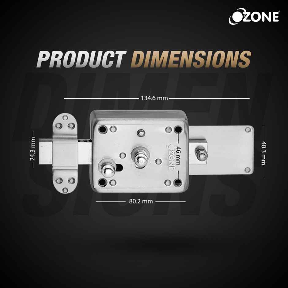 Ozone Night Latch With High-Strength Deadbolt | Door Thickness 40mm - Stainless Steel Finish
