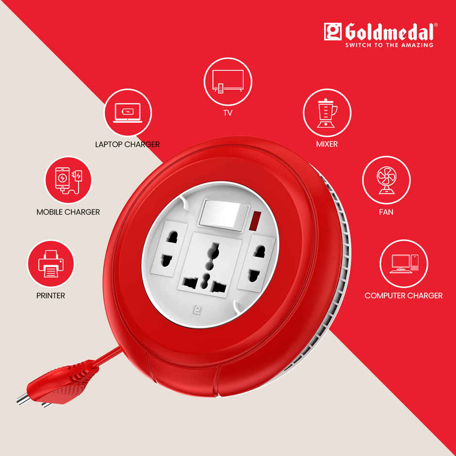 Goldmedal Flexi 2 Pin Extension Board with 7.5m Heavy Duty Extension Cord