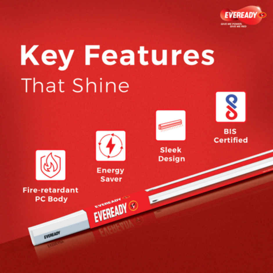 Eveready 20W Ultraslim LED Batten, Cool Day Light | 6500K, Stylish, Durable Lighting Solution