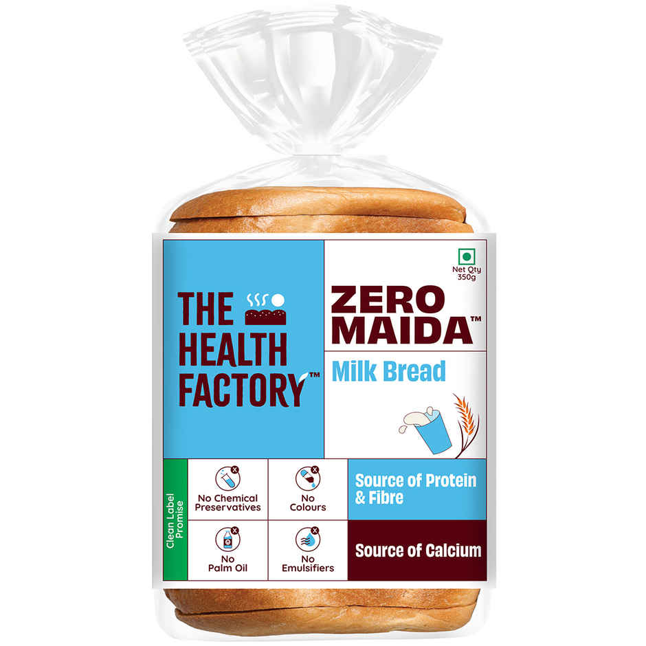 The Health Factory Milk Bread | Zero Maida | Source of Calcium & Fibre | Whole Wheat Bread