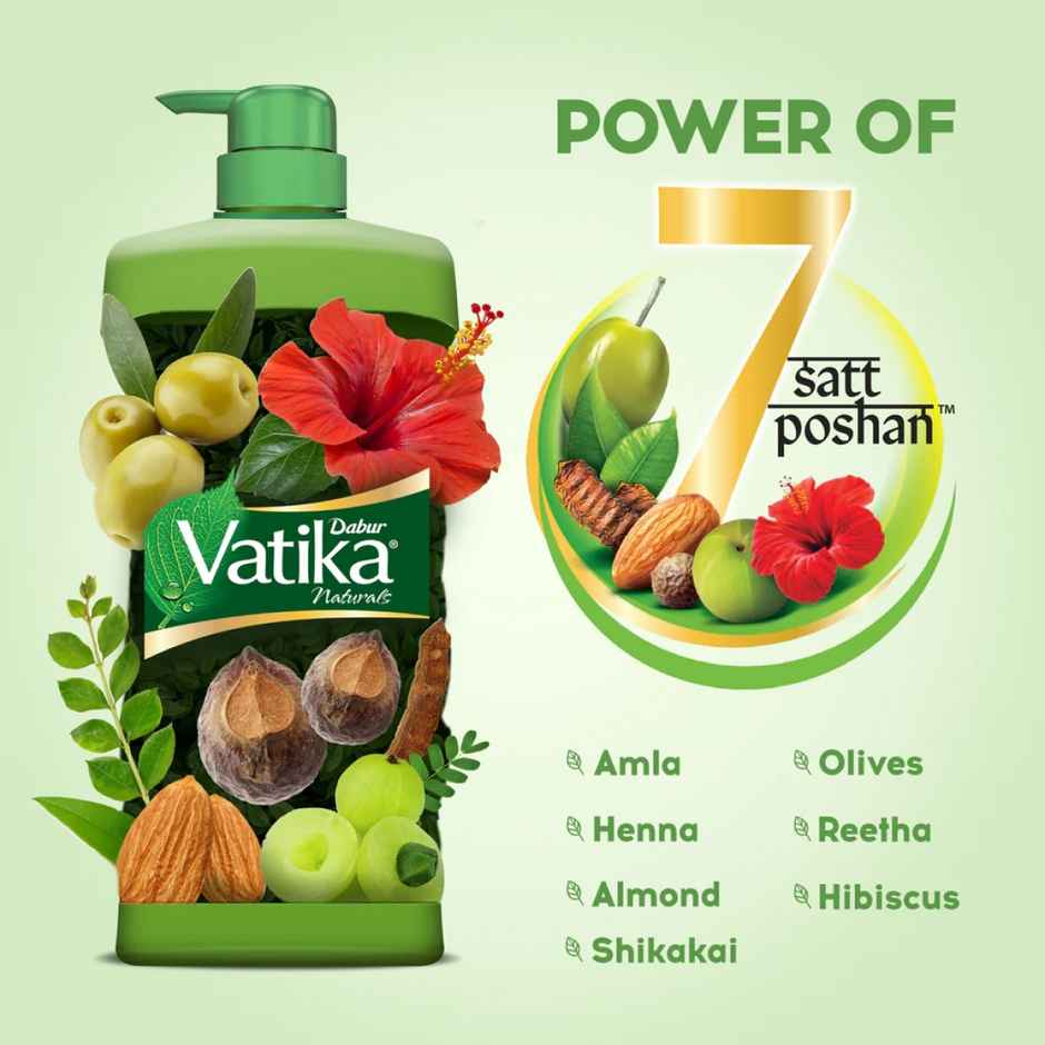Vatika Naturals Health Shampoo with Henna & Amla - Power of 7 nourishing herbs