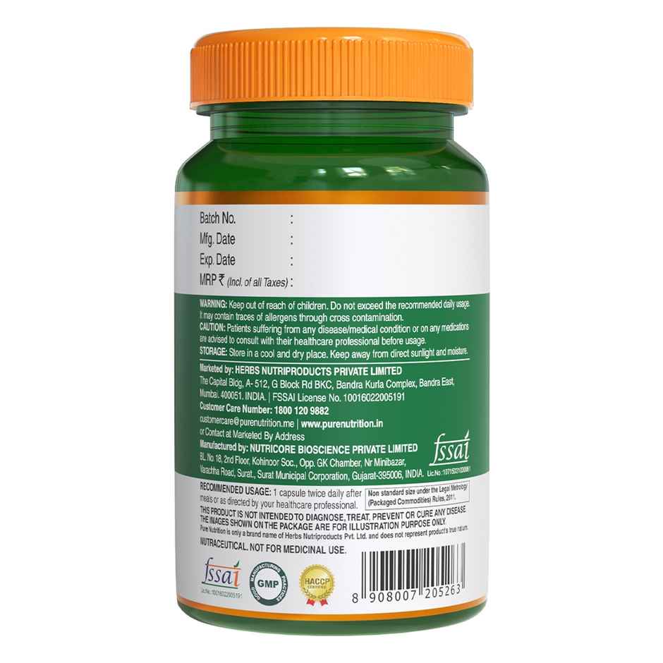 Pure Nutrition Kidney Detox | Punarnava, Gokhru & Turmeric | 60 Veg Caps