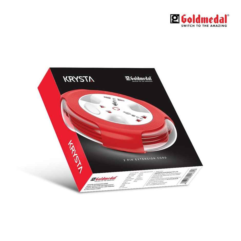 Gold Medal Krysta 2 Pin Heavy-Duty 5-Meter Cable Extension Cord|Master Switch with Indicator|Universal Sockets | Ultra-Smooth Rotation Extension Board for Home & Office Combo