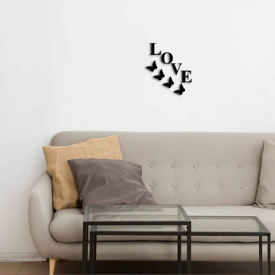 Love Butterflies Black Wood Wall Art | Romantic Decor | EcraftIndia