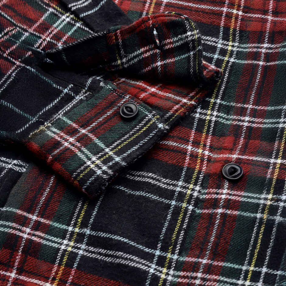 The Bear House Men Slim Fit Checked Shirt - Anglo | Black and Red | M