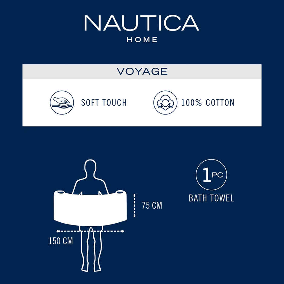 Nautica Designer 100% Cotton Beach & Bath Towel | Bath Towel | Voyage Geometrical | Teal, Grey