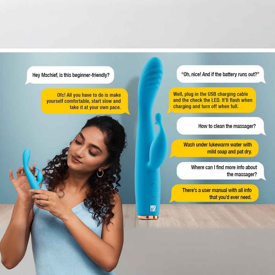 MsChief Crescendo Dual Spot 10 Frequencies And 5 Speeds | Bent Angle | Waterproof | Massager